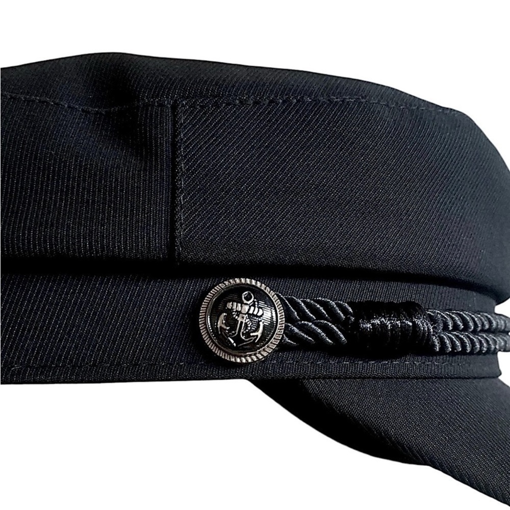 Black Soft Matte Newsboy Cap Rope Detail Baker Boy Sailer Hat New - Picture 6 of 13